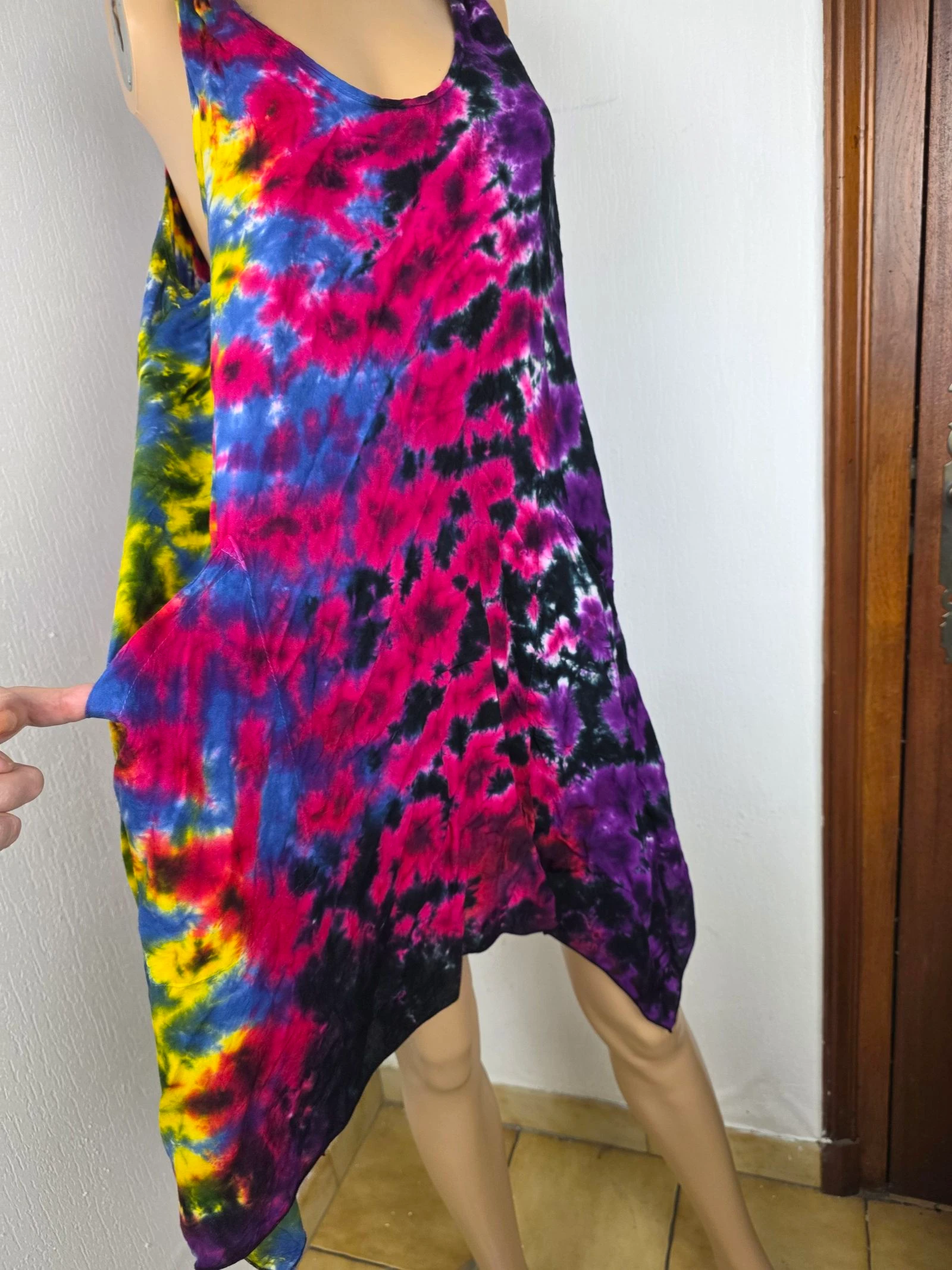 Boho fairy vintage Y2K tie-dye asymmetrical dress one size – photo 4